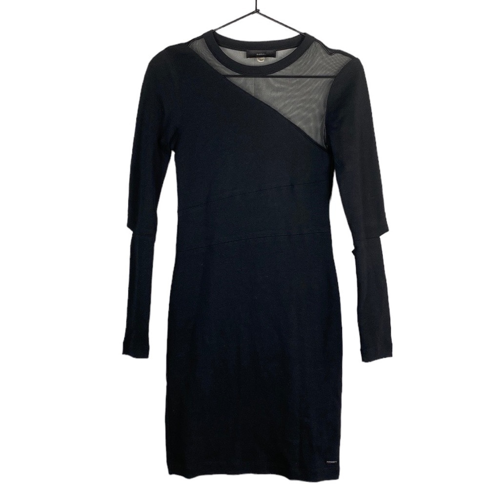 Diesel black cut out elbow sheer panel dress
